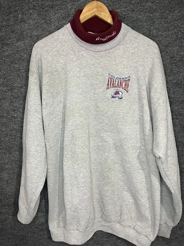 Vtg 90's Colorado Avalanche Turtleneck Sweatshirt Men’s Large Gray Cadre Sports Cover