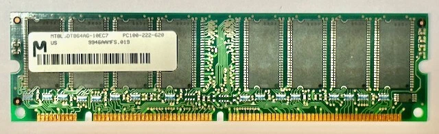Micron 64MB SDRAM Non ECC PC-100 100Mhz Memory MT8LSDT864AG-10EC7 - Image 1 of 1