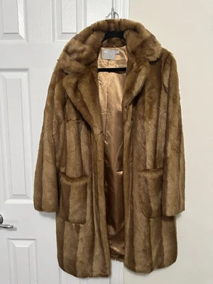 ASOS Design Brown Faux Fur Midi Coat - US 4 - Image 1 of 4