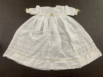 Vintage Baby Girl Handmade Lawn Dress Eyelet Embroidery Ribbon Trim Whitework - Image 1 of 4