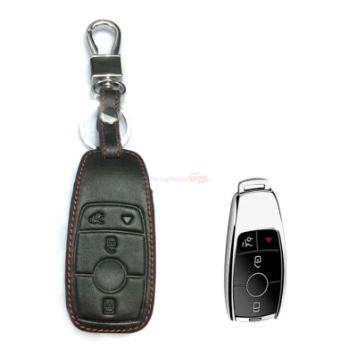 Para Mercedes Benz C GLC 4 Botones Control Remoto Llavero Bolsa Soporte Cuero PU Cubierta Estuche Foto 1 de 4