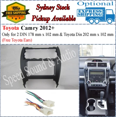 Harness + Fascia facia Fits Toyota Camry 2012+ Double Two 2 DIN Dash Kit* - image 1 of 4