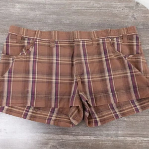 OP OCEAN PACIFIC FLAT FRONT PLAID CHINO SHORTS WOMENS SIZE 15 - Picture 1 of 5