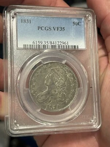 1831 Busto Cappato Mezzo PCGS VF35 Argento Originale 50c Tipo Scelta Moneta Sembra XF*** - Foto 1 di 8