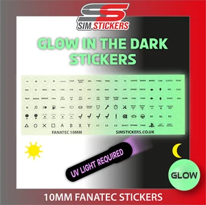 Pegatinas GLOW IN THE DARK Fanatec 10 mm para varios simuladores de rueda/botones caja - Imagen 1 de 7
