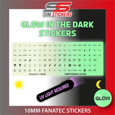 GLOW IN THE DARK Fanatec 10mm Aufkleber für diverse Simulator Wheel/Button Box - Bild 1 von 4