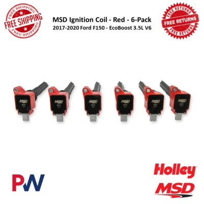MSD Ignition Coil Red 6-Pack Bolt-in For 2017-2020 Ford F150 - EcoBoost 3.5L V6 - Image 1 of 4
