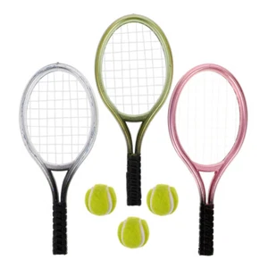 3 Sets Mini Tennis Racket Keychain Baby Child Desktop Model Decoration - Picture 1 of 12