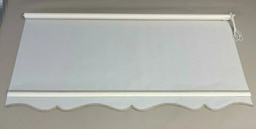 Colonial scalloped edge roller blinds Cream with Cream braid made to measure - Image 1 of 4