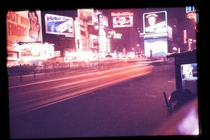 Vintage 35mm Color Slide Times Square NYC Night Scene 1960s Film - Picture 1 of 1