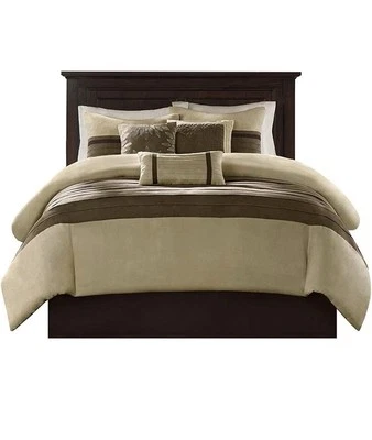 Palmer Comforter Set-Luxury Faux Suede Design, Striped Accent, All Season Queen - Image 1 of 4