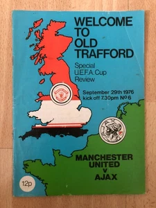 Manchester United v Ajax, UEFA Cup, 29th September 1976 match programme - Picture 1 of 2
