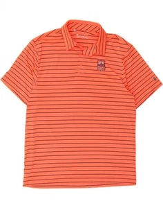 UNDER ARMOUR Mens Heat Gear Polo Shirt Large Orange Striped CU56 - Picture 1 of 4