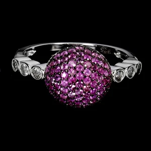 925 Sterling Silver Ring Ruby Myanmar Round Diamond Cut Gemstone Jewelry Size 8 - Picture 1 of 14