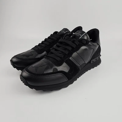 VALENTINO GARAVANI Rockrunner Black Camouflage Sneakers New - Image 1 of 4