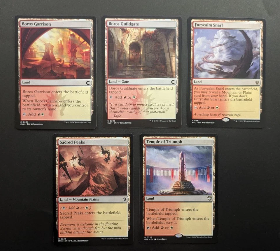 MTG Magic Set of 5 Boros Dual Lands EDH Commander Deck Staples Red White Mana - Image 1 of 1