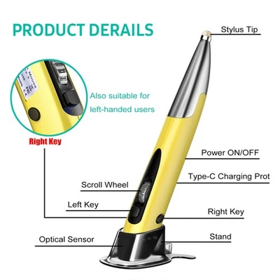 2.4GHz Optical Pen Mouse Left & Right Hands Rechargeable Wireless Optical Pocket - Image 1 of 4
