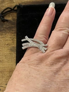 Swarovski Broken Infinity Rhodium Plated Ring size 55 - Free Pouch £20+ - Picture 1 of 14
