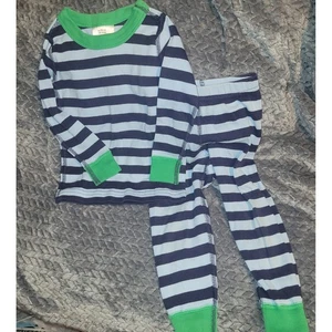 Hanna Andersson Organic Cotton Pajamas Set 18-24 Months Blue Green Striped - Picture 1 of 3