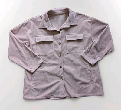 Women's Pink Corduroy Oversized Shacket, Size XL - Image 1 of 4