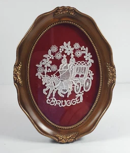 VTG handmade "Bobbin Lace" Carriage on velvet background wall hanging art framed - Picture 1 of 3