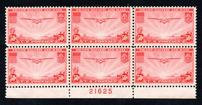 US 1937 50¢ "China Clipper" Stamp #C22 Plate Block MNH CV $85 - Image 1 of 2