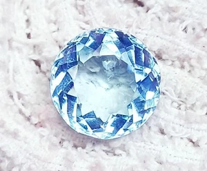 Blue Aquamarine Round Cut 12.30 Ct Beautiful Loose Gemstone Certified On eBay - Picture 1 of 8