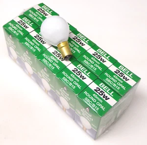 25W 240V SBC Warm White Dimmable Incandescent Opal Finish Golf Ball Lamp x 10 - Picture 1 of 10