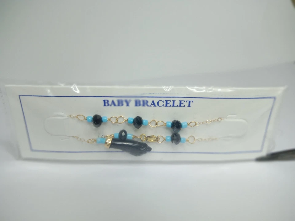 Pulsera De Azabache En Oro 14 K. Para Bebé Foto 1 de 1
