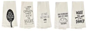 Set of 5, 100% Cotton Funny Flour Sack Kitchen Towels Size: 16 X 28 Inch. - Picture 1 of 6