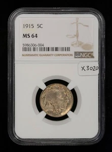 1915 5c Indian Head Buffalo Nickel - NGC MS 64 - SKU-X3020 - Picture 1 of 2
