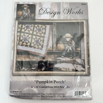 Edredón Design Works punto de cruz contado calabaza porche niño #2816 Heide Presse Foto 1 de 4