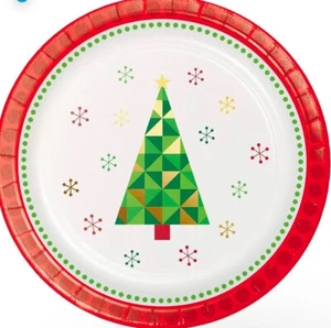 Creative Converting Fractal Christmas Tree Dessert Plates, 7", Multi-color - Picture 1 of 1