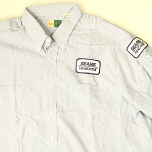 WEARGUARD Vtg SEARS Home Central Serviceman Blue Striped Btn Shirt Men's 2XL - Picture 1 of 5