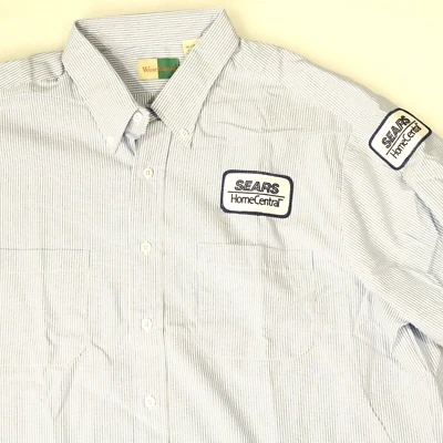WEARGUARD Vtg SEARS Home Central Serviceman Blue Striped Btn Shirt Men's 2XL - Image 1 of 4