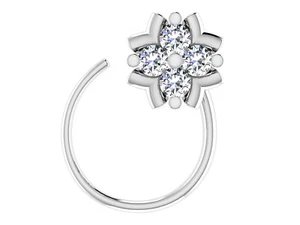 0.05 Carats Natural Diamond 925 Sterling Silver Nose Ring Girls Jewelry - Picture 1 of 6