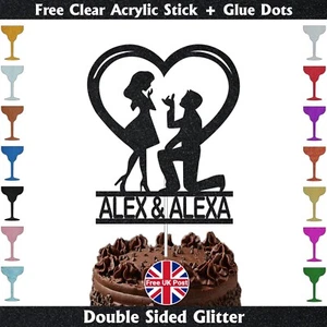 Proposal Cake Topper | Engagement Cake Topper | Personalised Couple Cake Topper - Picture 1 of 17