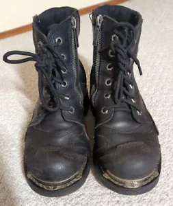 Harley Davidson Womens Size 7.5 Black Lace Up & Zip Up Leather Boots 24 - Picture 1 of 12