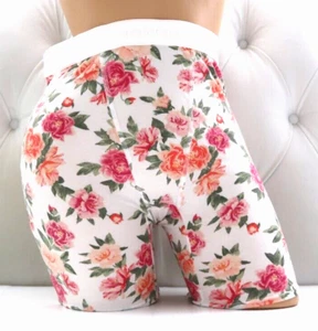 Victoria's Secret Logo Cotton/Modal Boxer Brief Panty White Floral S M L XL XXL - Picture 1 of 4