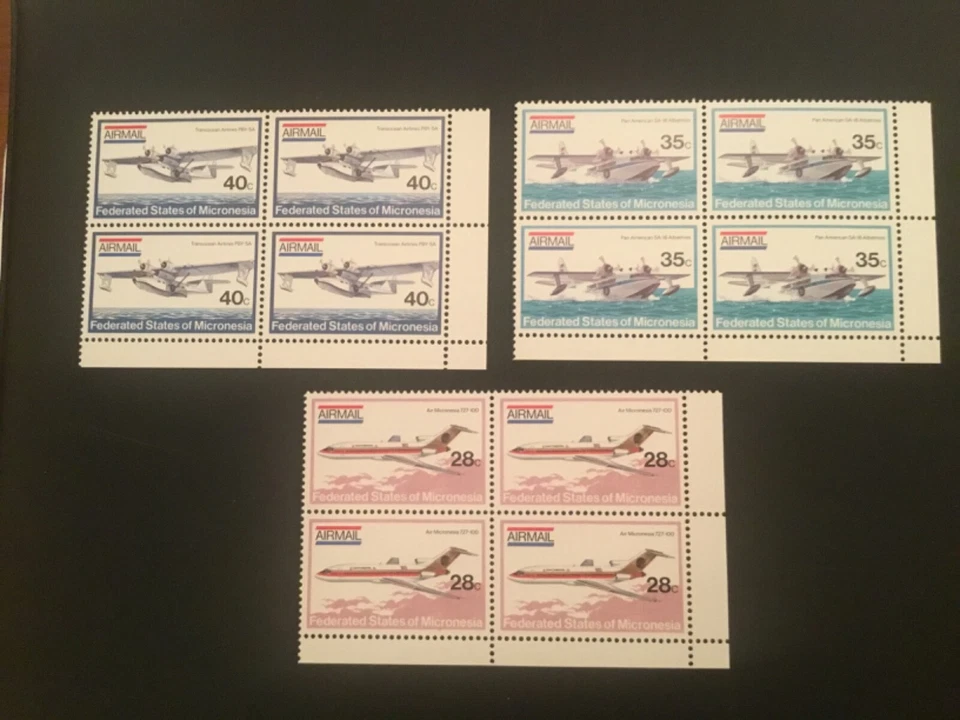 ICOLLECTZONE US Micronesia  C1-3 blocks VF NH Aviation - Image 1 of 1