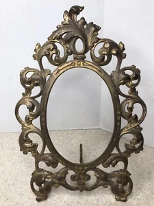 Espejo/marco de imagen vintage floral de latón Art Nouveau - Imagen 1 de 4