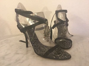Giuseppe Zanotti schwarze Riemchensandale mit Satinverzierung. Wm Gr 36 M. Italy. - Bild 1 von 12