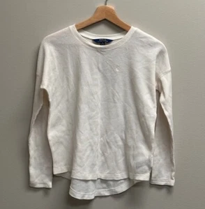 Polo Ralph Lauren Long Sleeve Shirt Kids Size Large 12-14 White Waffle Knit - Picture 1 of 6