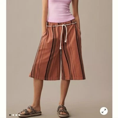 Anthropologie PILCRO Cropped PJ Wide-Leg Jeans Striped Oversized Size L - Image 1 of 4