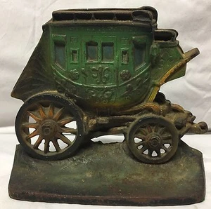 VINTAGE 1930 GUSSEISEN PFERD POSTKUTSCHE KUTSCHE BUGGY BUCHSTÜTZE TÜRANSCHLAG - Bild 1 von 6