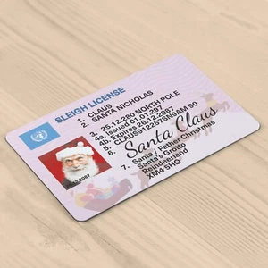 Christmas Xmas Novelty Santa Claus ID Card - Santa Sleigh Driving Licence - Picture 1 of 2