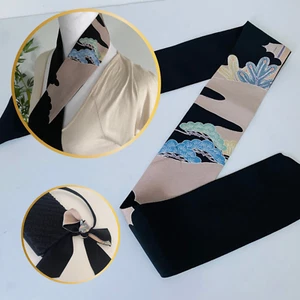 Sciarpa magra deserto malva fiocco figa fatta a mano vintage kimono remake seta - Foto 1 di 9