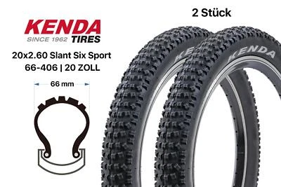 2 Stück 20 Zoll KENDA Slant Six Fahrrad Reifen 20x2.60 Cross Country XC Fat Bike