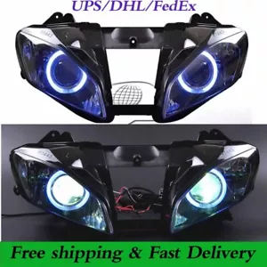 Assembly Headlight Projector Blue Angel Eyes Lamp Kit For Yamaha YZF R6 2006-07 - Picture 1 of 12