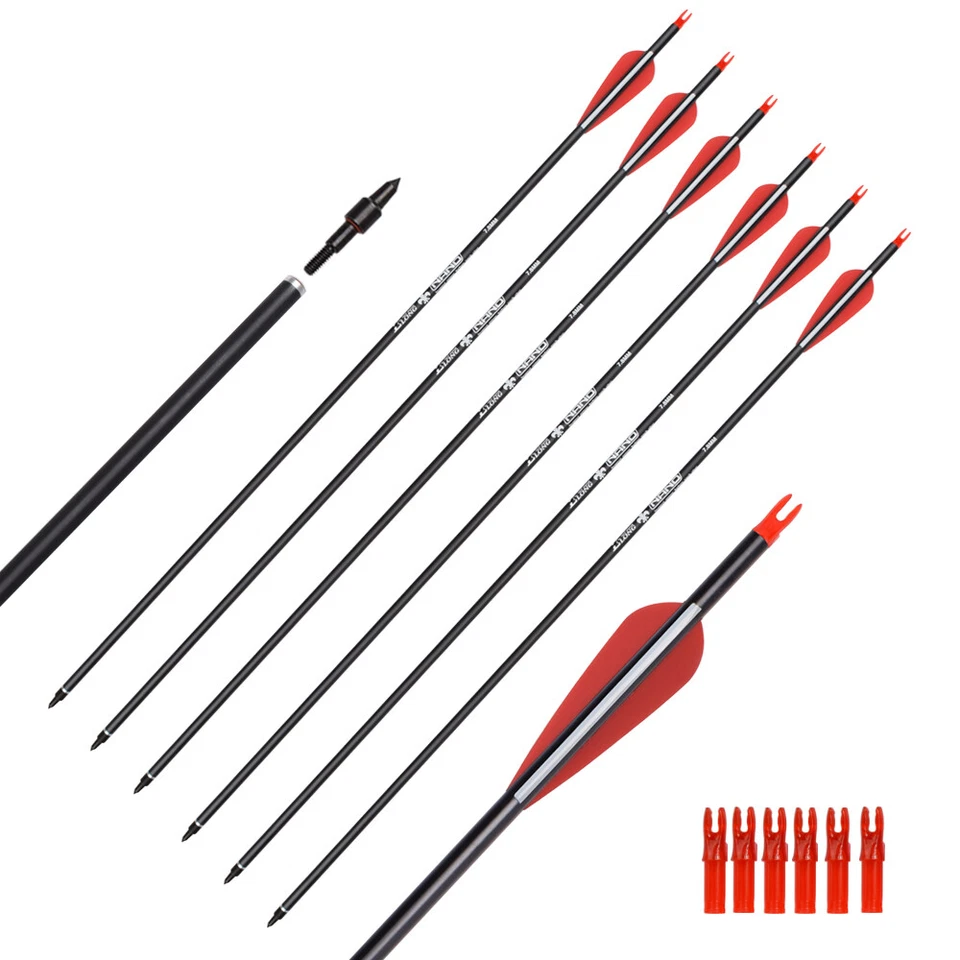 30" Carbon Hunting Practice Arrows Removable Tips for Compound Recurve Bow 6PCS - Image 1 of 4